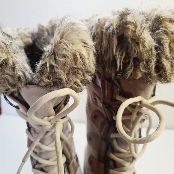 Sorel Joan of Arctic Waterproof Faux Fur Brown Lace Up Tall Boots size 8 - Picture 7 of 16
